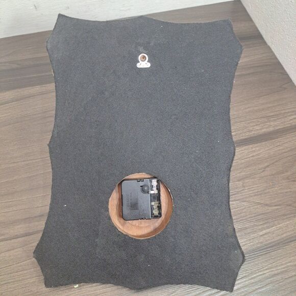 Vintage Quartz Wall Clock, Brown & Gold Wooden Wall Clock With Shelf 15"X11" - Picture 5 of 6